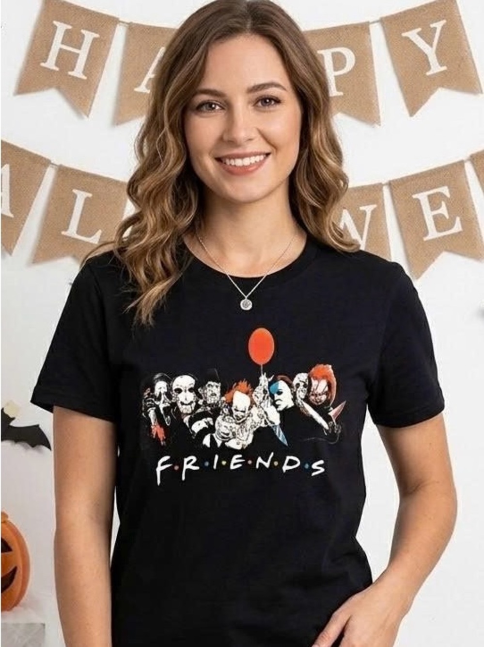Horror Slasher Squad Friends Parody Tee NWT Halloween Spooky Season